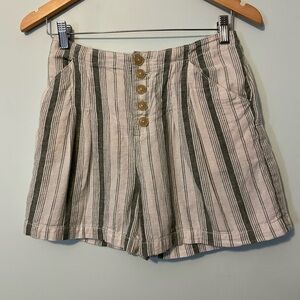 Anthropologie Striped Button Up Shorts Size 0